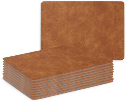 Zeller Placemats - 10x - lederlook - cognac kleur - 42 x 30 cm - tafel dekken - onderleggers