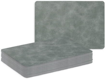 Zeller Placemats - 10x - lederlook - grijs - 42 x 30 cm - tafel dekken - onderleggers