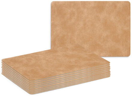 Zeller Placemats - 10x - lederlook - lichtbruin - 42 x 30 cm - tafel dekken - onderleggers