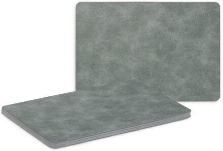 Zeller Placemats - 4x - lederlook - grijs - 42 x 30 cm - tafel dekken - onderleggers
