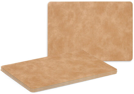 Zeller Placemats - 4x - lederlook - lichtbruin - 42 x 30 cm - tafel dekken - onderleggers