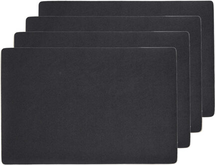 Zeller placemats - 4x - lederlook - zwart - 45 x 30 cm - Placemats