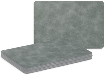 Zeller Placemats - 6x - lederlook - grijs - 42 x 30 cm - tafel dekken - onderleggers