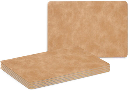 Zeller Placemats - 6x - lederlook - lichtbruin - 42 x 30 cm - tafel dekken - onderleggers