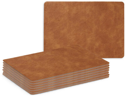 Zeller Placemats - 8x - lederlook - cognac kleur - 42 x 30 cm - tafel dekken - onderleggers
