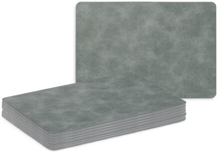 Zeller Placemats - 8x - lederlook - grijs - 42 x 30 cm - tafel dekken - onderleggers