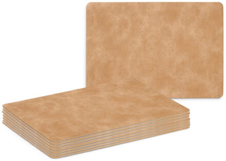 Zeller Placemats - 8x - lederlook - lichtbruin - 42 x 30 cm - tafel dekken - onderleggers