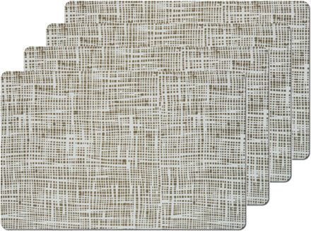 Zeller placemats gestreept - 4x - kunststof - 44 x 29 cm - grijs - abstract