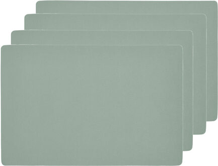 Zeller placemats lederlook - 10x - 45 x 30 cm - mintgroen - vegan leer - tafel onderleggers