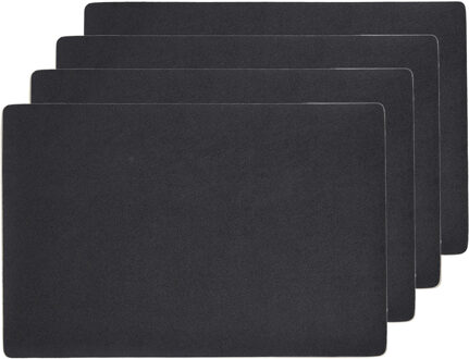 Zeller placemats lederlook - 10x - 45 x 30 cm - zwart - vegan leer - tafel onderleggers