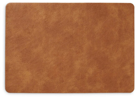 Zeller Placemats lederlook - 45 x 30 cm - cognac bruin - vegan leer - tafel onderleggers