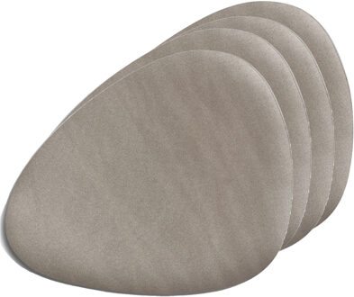 Zeller Placemats lederlook - 4x - 34 x 42 cm - metallic taupe