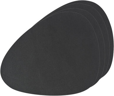 Zeller Placemats lederlook - 6x - 34 x 42 cm - zwart