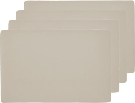 Zeller Placemats lederlook - 6x - creme - 45 x 30 cm - kunstleer - onderlegger