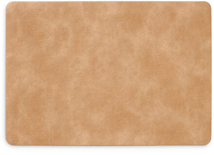 Zeller Placemats - lederlook - lichtbruin - 42 x 30 cm - tafel dekken - onderleggers - Placemats