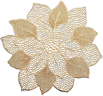 Zeller placemats lotus bloem - 1x - goud - kunststof - 49 x 47 cm - Placemats Goudkleurig