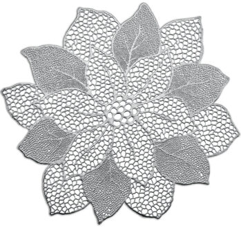 Zeller placemats lotus bloem - 1x - zilver - kunststof - 49 x 47 cm - Placemats Zilverkleurig