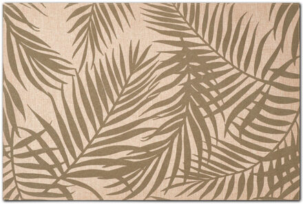 Zeller placemats palm bladeren print - beige/groen - linnen - 45 x 30 cm