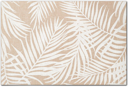 Zeller placemats palm bladeren print - beige/wit - linnen - 45 x 30 cm