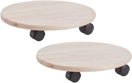 Zeller Planten trolley - 2x - multiroller hout - 35 cm - tot 100 kg