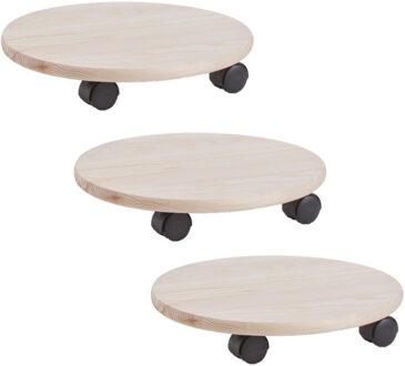 Zeller Planten trolley - 5x stuks - multiroller hout - 35 cm - tot 100 kg