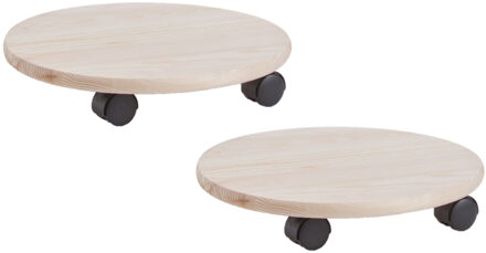 Zeller Planten trolley - Set van 2x stuks - multiroller hout - 35 cm - tot 100 kg