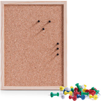 Zeller Prikbord incl. 25x punaises - 30 x 40 cm - gekleurd - kurk