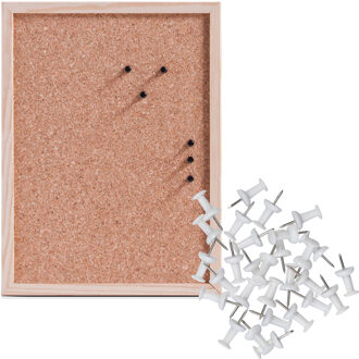 Zeller Prikbord incl. 25x punaises - 30 x 40 cm - wit - kurk