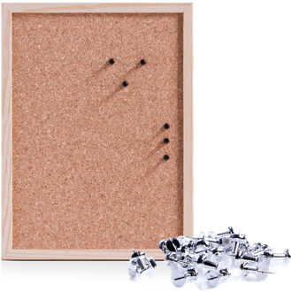 Zeller Prikbord incl. 25x punaises - 30 x 40 cm - zilver - kurk