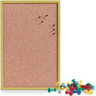 Zeller Prikbord incl. 25x punaises gekleurd - 40 x 60 cm - groen - kurk