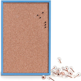 Zeller Prikbord incl. 25x punaises rose goud - 40 x 60 cm - blauw - kurk