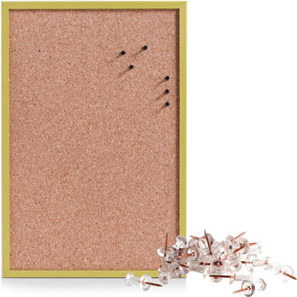 Zeller Prikbord incl. 25x punaises rose goud - 40 x 60 cm - groen - kurk