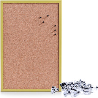 Zeller Prikbord incl. 25x punaises zilver - 40 x 60 cm - groen - kurk - Prikborden