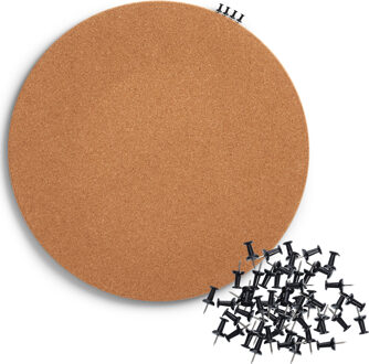 Zeller Prikbord incl. 50x punaises zwart - rond - 44 cm - kurk