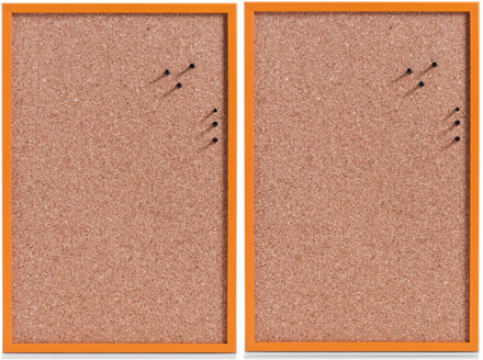 Zeller Prikbord incl. punaises - 2x - 40 x 60 cm - oranje - kurk