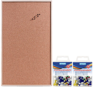 Zeller Prikbord - Kurk - 60x100 cm - houten omlijsting - 80x punaises