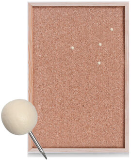 Zeller Prikbord van kurk - 60 x 40 cm - inclusief 25x houten bol punaises - memobord - thuis - kantoor