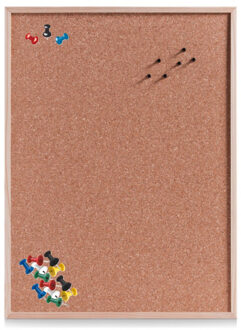 Zeller Prikbord van kurk - 60 x 80 cm - inclusief 25x gekleurde punt punaises - memobord