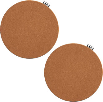 Zeller prikbord/wandbord rond - 2x - incl. punaises - 30 cm - kurk