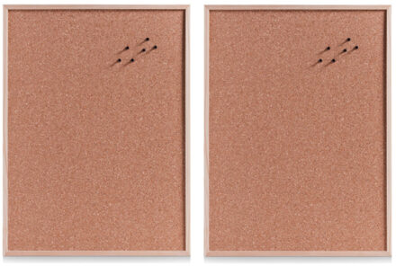 Zeller Prikbord XXL - 2x stuks - 60x80 cm - kurk - memobord voor thuis of kantoor