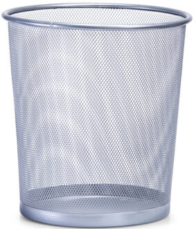 Zeller Prullenmand - zilverkleurig - 26 x 28 cm - draadstaal - afvalemmer - vuilnisbak