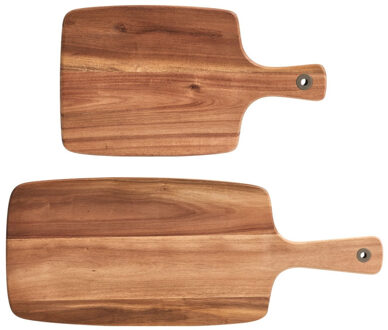 Zeller Rechthoekige acacia houten snijplanken - 2x stuks - met handvat - 32/52 cm