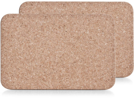 Zeller Rechthoekige placemats/onderzetters van kurk - 6x stuks - met waslaag - 20 x 30 cm