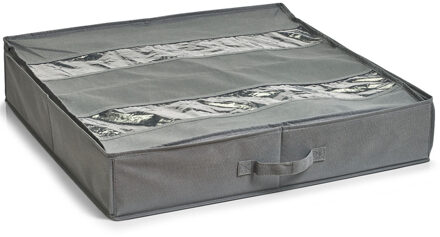 Zeller Schoenen opberger - voor onder bed - 6 vakken - grijs - 60 x 60 x 13 cm