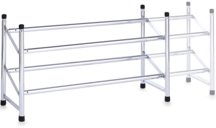 Zeller schoenenrek - uitschuifbaar - 2-laags - 64-117 cm - metaal - schoenenkast