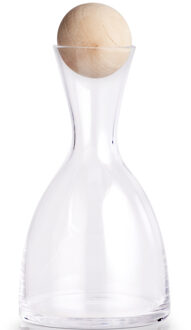 Zeller serveer karaf - glas/hout - met bal vormige dop - 750 ml - schenkkan/wijn/water Transparant