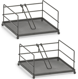 Zeller Servettenhouder - 3x - met stop - metaal - 17 cm - servethouders/servettenhouders