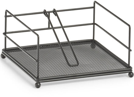 Zeller Servettenhouder - met stop - metaal - 17 cm - servethouders/servettenhouders
