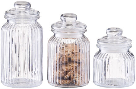 Zeller Set 3x keuken voedsel opslag voorraad glas in 3 formaten