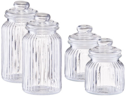 Zeller Set 4x keuken voedsel opslag voorraad glas in 2 formaten